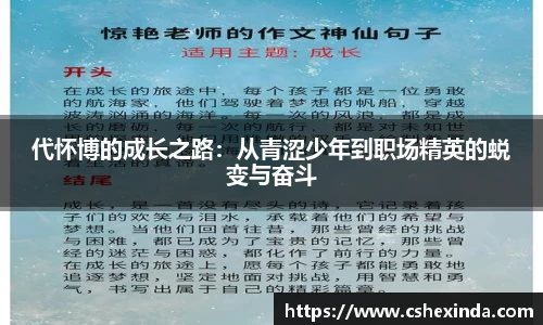 代怀博的成长之路：从青涩少年到职场精英的蜕变与奋斗